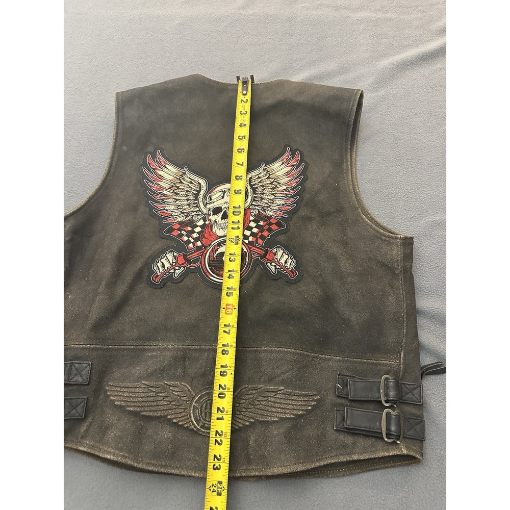 Harley Davidson Billings Brown Leather Motorcycle Vest Men's Size Medium - Picture 9 of 9
